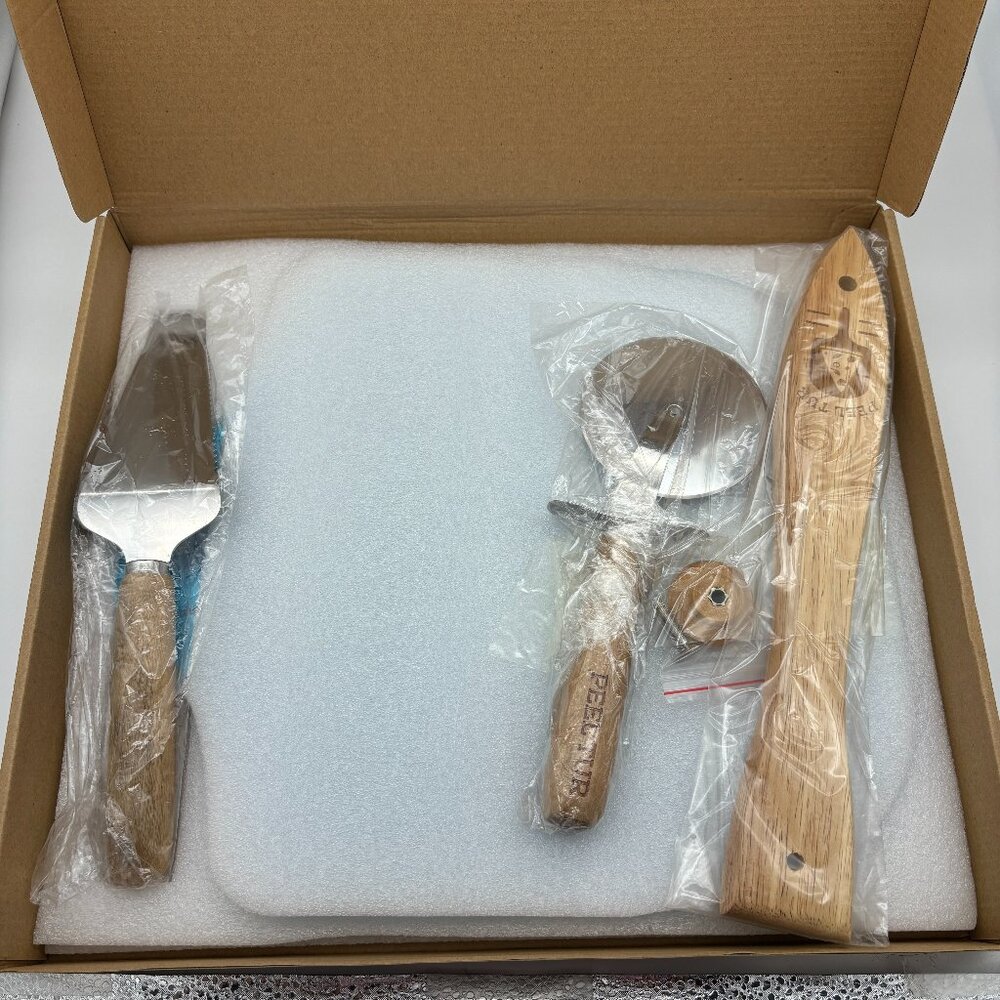 Pizza Peel, Server, & Wheel Cutter, 3 in 1 Bundle Set by PEEL TUR